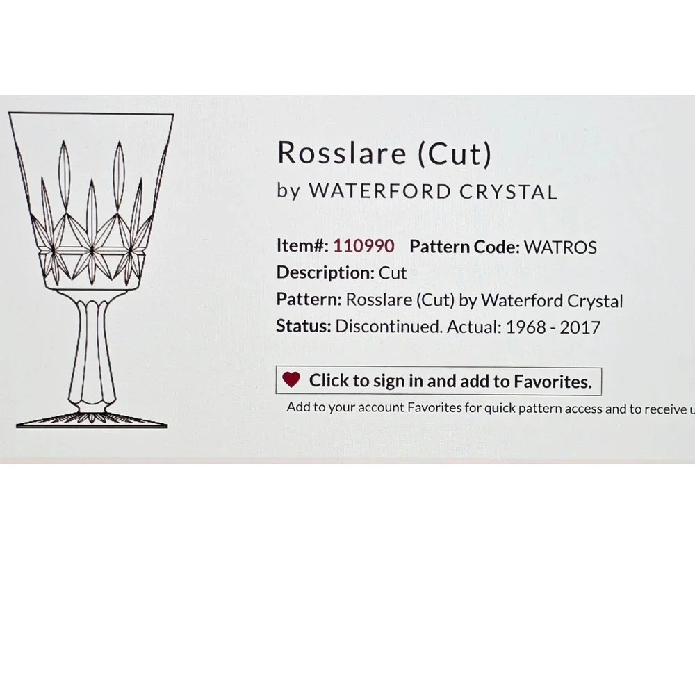 Waterford Rosslare Crystal Wine Glasses Port‎ Cordial Sherry Set of 5